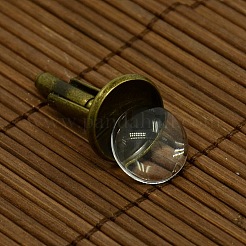 DIY Brass Cufflink Findings Cuff Button Cabochon Settings and 14mm Clear Glass Cabochon Cover Sets&nbsp;DIY-X0105-AB-NF