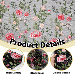 1 Yard Flower Pattern Embroidery Polyester Fabric&nbsp;AJEW-WH0314-473B