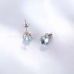 Brass Cubic Zirconia Flat Round Stud Earrings&nbsp;EB9098