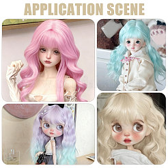 4Pcs 4 Colors High Temperature Fiber Long Flat Curly Hairstyle Doll Wig Hair&nbsp;DOLL-GL0001-04A