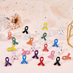 20Pcs 3 Styles Breast Cancer Awareness Pink Ribbon Enamel Pin&nbsp;JEWB-FH0002-53A