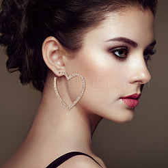 2 Pairs 2 Colors Crystal Rhinestone Hollow Out Heart Stud Earrings with 925 Sterling Silver Pins&nbsp;EJEW-AN0001-23