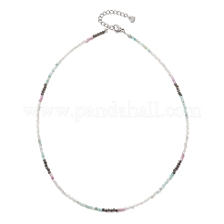2MM Natural & Synthetic Mixed Gemstone Gradient Color Faceted Round Beaded Necklaces for Women&nbsp;NJEW-JN05865-02