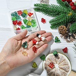 30Pcs Christmas Theme Transparent Glass Beads&nbsp;GLAA-YW0003-85