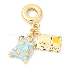 Brass Enamel European Dangle Charms&nbsp;KK-D027-13G