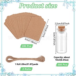 200Pcs Column Glass Corked Wishing Bottles&nbsp;CON-WA0001-21