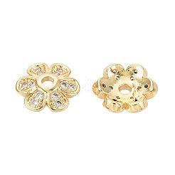 Brass Micro Pave Clear Cubic Zirconia Bead Caps&nbsp;KK-Q071-07G-02