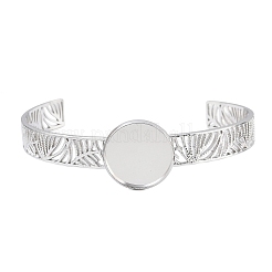 304 Stainless Steel Blank Cuff Bangle Bases with Flat Round Tray&nbsp;SA-CBA82C8-04B-P