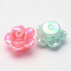 AB Color Plated Opaque Acrylic Flower Beads&nbsp;X-SACR-Q106-20