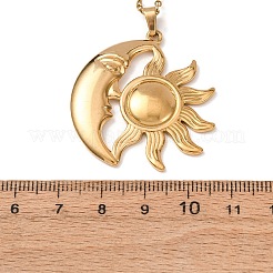 304 Stainless Steel Sun Moon Pendant Cable Chain Necklaces for Men Women&nbsp;NJEW-K308-04D-G