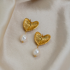 Textured 304 Stainless Steel Stud Dangle Earrings for Women&nbsp;EE0643