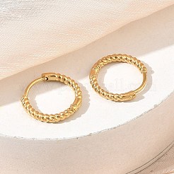 Twist Textured 304 Stainless Steel Huggie Hoop Earrings&nbsp;SA-CBA46AF-27G-02