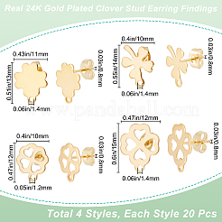 80Pcs 4 Style 201 Stainless Steel Stud Earring Findings&nbsp;EJEW-BBC0001-06
