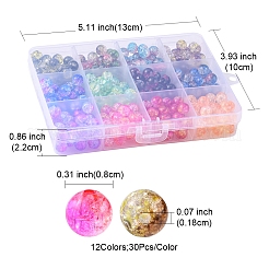 360Pcs 12 Style Transparent Crackle Acrylic Beads&nbsp;CACR-YW0001-03