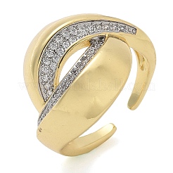 Brass Micro Pave Clear Cubic Zirconia Cuff Finger Rings for Women&nbsp;RJEW-B112-12GP