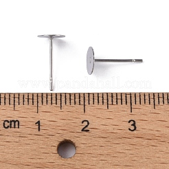 Tarnish Resistant 304 Stainless Steel Flat Round Blank Peg Stud Earring Findings&nbsp;X-STAS-S028-25