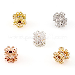 5Pcs 5 Colors Rack Plating Brass Micro Pave Cubic Zirconia Beads&nbsp;KK-TA0001-69