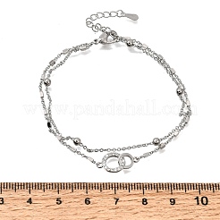 Brass Ring Link 2-Strand Bracelets&nbsp;KK-CBA103C-01P