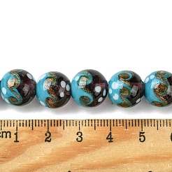 Handmade Gold Sand Lampwork Beads Strands&nbsp;LAMP-A003-03F