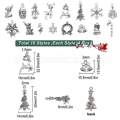 64Pcs 16 Style Tibetan Style Alloy Pendants&nbsp;FIND-SC0002-61