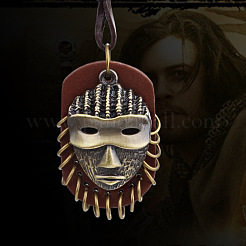 Easter Vintage Alloy with Imitation Leather Tribal Mask Pendant Necklaces&nbsp;FS-WG7B4BC-01