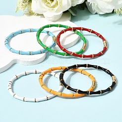 304 Stainless Steel Enamel Hinged Bangles for Women&nbsp;BJEW-D408-42G