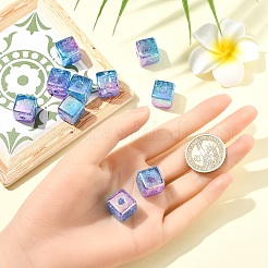 10Pcs Gradient Color & UV Plating Transparent Acrylic Beads&nbsp;OACR-YW0002-25C