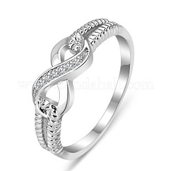 Brass & Clear Cubic Zirconia Finger Rings for Women&nbsp;FS-WGA713C-02