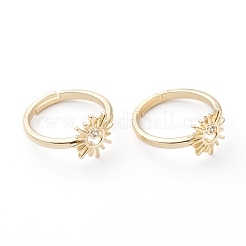 Adjustable Brass Micro Pave Clear Cubic Zirconia Finger Rings&nbsp;RJEW-Z006-H-01G
