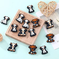 12Pcs 4 Styles Cattle Silicone Focal Beads&nbsp;SIL-SZ0002-79