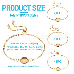 3Pcs 3 Styles 304 Stainless Steel Cable Chain Slider Bracelet Making&nbsp;BJEW-TADJ00002