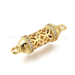 Rack Plating Brass Micro Pave Cubic Zirconia Hollow Column Links Connector Charms&nbsp;ZIRC-F142-50A-G01