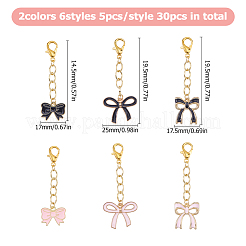 30Pcs 6 Styles Bowknot Alloy Enamel Pendant Decorations&nbsp;HJEW-HS00101