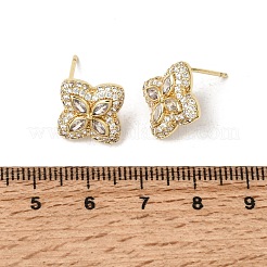 Brass Micro Pave Cubic Zirconia Stud Earrings&nbsp;KK-CBA8324-25G-02