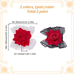 4Pcs 2 Colors Silk Cloth Rose Lace Wrist Cuffs&nbsp;DIY-HY0002-34