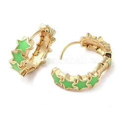 Star Golden Brass Hoop Earrings&nbsp;EJEW-L268-013G-05