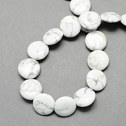 Flat Round Gemstone Natural Howlite Stone Beads Strands&nbsp;G-S110-21