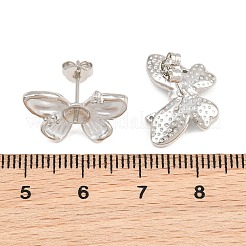 Brass Micro Pave Cubic Zirconia Stud Earring Findings&nbsp;CU-CBAA5EE-03P-A