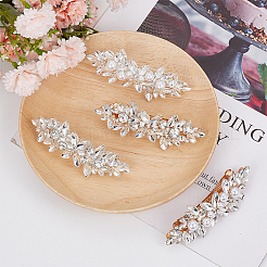 4Pcs 4 Style Flower Crystal Rhinestone Pearl Hair Barrettes&nbsp;OHAR-GO0001-08