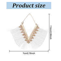 10 Pairs 10 Colors Rhombus Cotton Tassel Big Hoop Earrings&nbsp;EJEW-AN0001-27