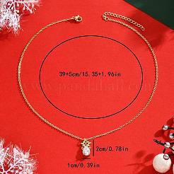 Brass Pave Clear Cubic Zirconia Christmas Deer Pendant Necklaces for Women&nbsp;VL6626