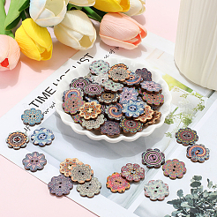 200Pcs Printed Wood Buttons&nbsp;WOOD-GF0002-31