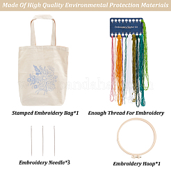 DIY Flower Pattern Tote Bag Embroidery Making Kit&nbsp;DIY-WH0349-21A