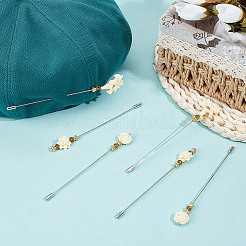 6Pcs 3 Style Flower Brass Pins&nbsp;JEWB-DR00011