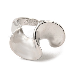 Twist Wave Rack Plating Brass Open Cuff Rings for Women&nbsp;RJEW-G294-07P