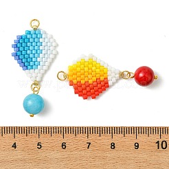 304 Stainless Steel & Glass Cylinder Seed Beads & Glass Pendnats&nbsp;PALLOY-MZ01446