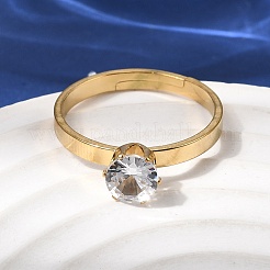 304 Stainless Steel Pave Cubic Zirconia Finger Rings for Women&nbsp;RJEW-B161-02G-01