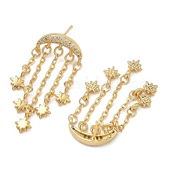 Cubic Zirconia Double Horn with Star Chandelier Earrings&nbsp;EJEW-G341-09G