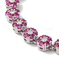 Rack Plating Brass Pave Cubic Zirconia Flower Link Chain Bracelets for Women&nbsp;BJEW-A018-03P-01
