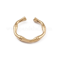 Ion Plating(IP) 304 Stainless Steel Bamboo Joint Open Cuff Rings for Women&nbsp;RJEW-G285-09G